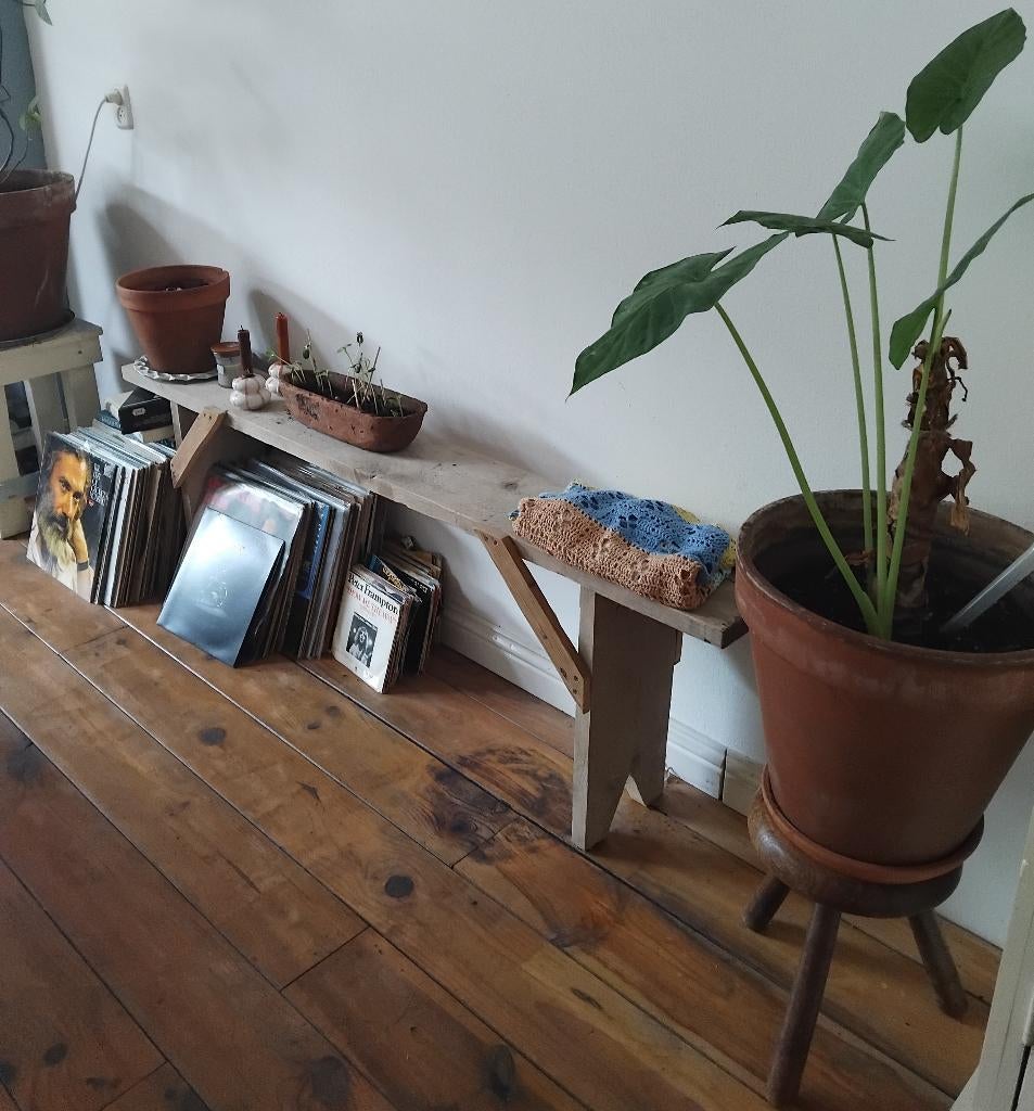 Houten bankje / sidetable, Huis en Inrichting, Tafels | Sidetables, Ophalen, Gebruikt, Minder dan 25 cm, 150 tot 200 cm