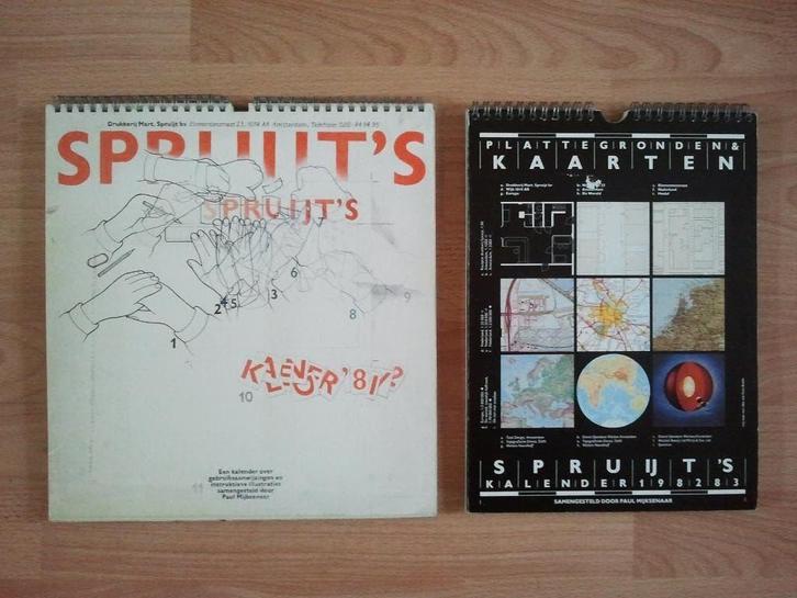 3 kalenders Drukkerij Mart. Spruijt (ontw. Paul Mijksenaar), Boeken, Kunst en Cultuur | Beeldend, Gelezen, Grafische vormgeving