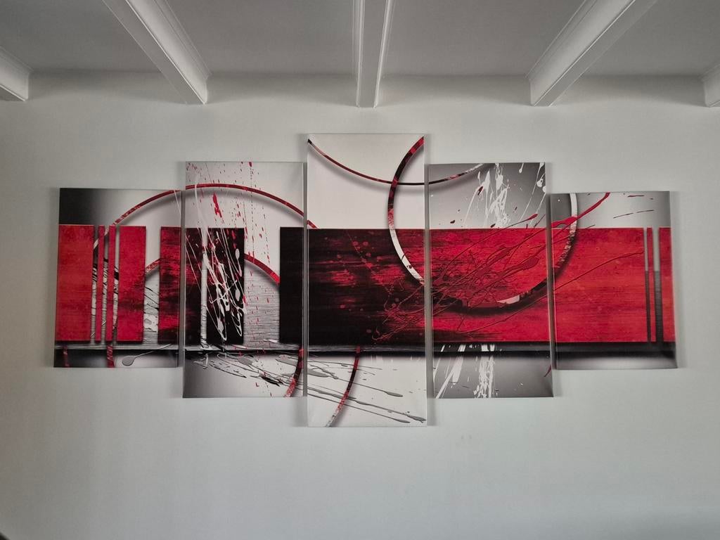 Te koop mooie 5 luik gespannen op latten, Antiek en Kunst, Ophalen of Verzenden