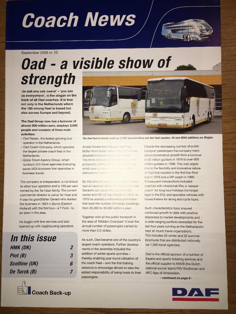 3x DAF Bus SB Coach brochures folders Bova Van Hool OAD TCR, Ophalen of Verzenden, Zo goed als nieuw, Overige merken