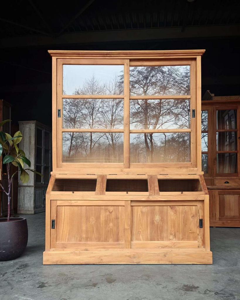 Massief teakhouten grutterskast | Apothekerskast teak #2133, Niet ingevuld, Gebruikt, 150 tot 200 cm, Niet ingevuld