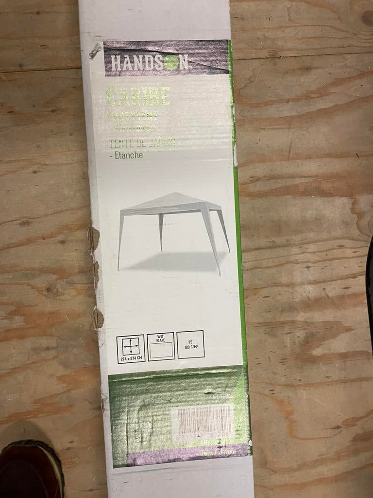 Handson partytent wit nieuw 274x274, Tuin en Terras, Partytenten, Ophalen of Verzenden, Zo goed als nieuw, Minder dan 5 meter