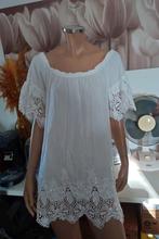 Leuke witte mooi bewerkt tuniek jurkje maat 40, Maat 38/40 (M), Made in Italy, Wit, Ophalen of Verzenden