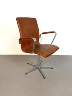 Oxford stoel, model 3271,Arne Jacobsen Fritz Hansen 1967, Gebruikt, Bruin, Leer, Ophalen of Verzenden