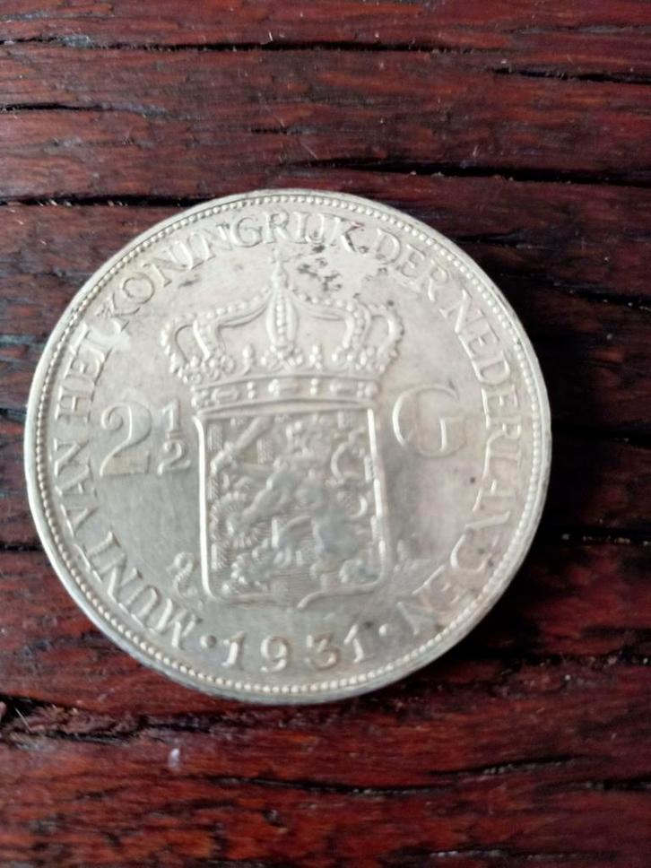 Zilveren Daalder Wilhelmina 1931, Postzegels en Munten, Munten | Nederland, Losse munt, 2½ gulden, Koningin Wilhelmina, Zilver