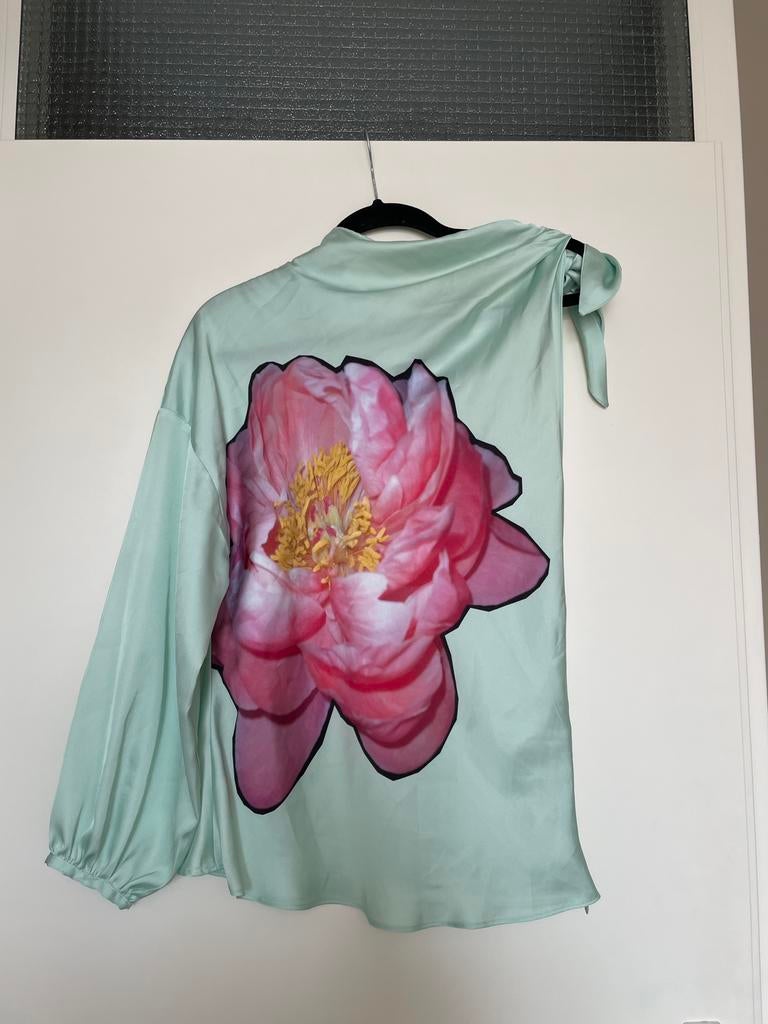 zara dames mint groene bloemen blouse tuniek mt L, Kleding | Dames, Blouses en Tunieken, Zara, Maat 42/44 (L), Ophalen of Verzenden