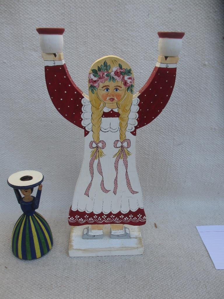 Diverse Vintage Scandinavische houten kandelaars, Gebruikt, Ophalen of Verzenden, Hout, Kandelaar