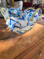 Vintage Murano glazen asbak, blauw en wit, Antiek en Kunst, Antiek | Glas en Kristal, Ophalen of Verzenden