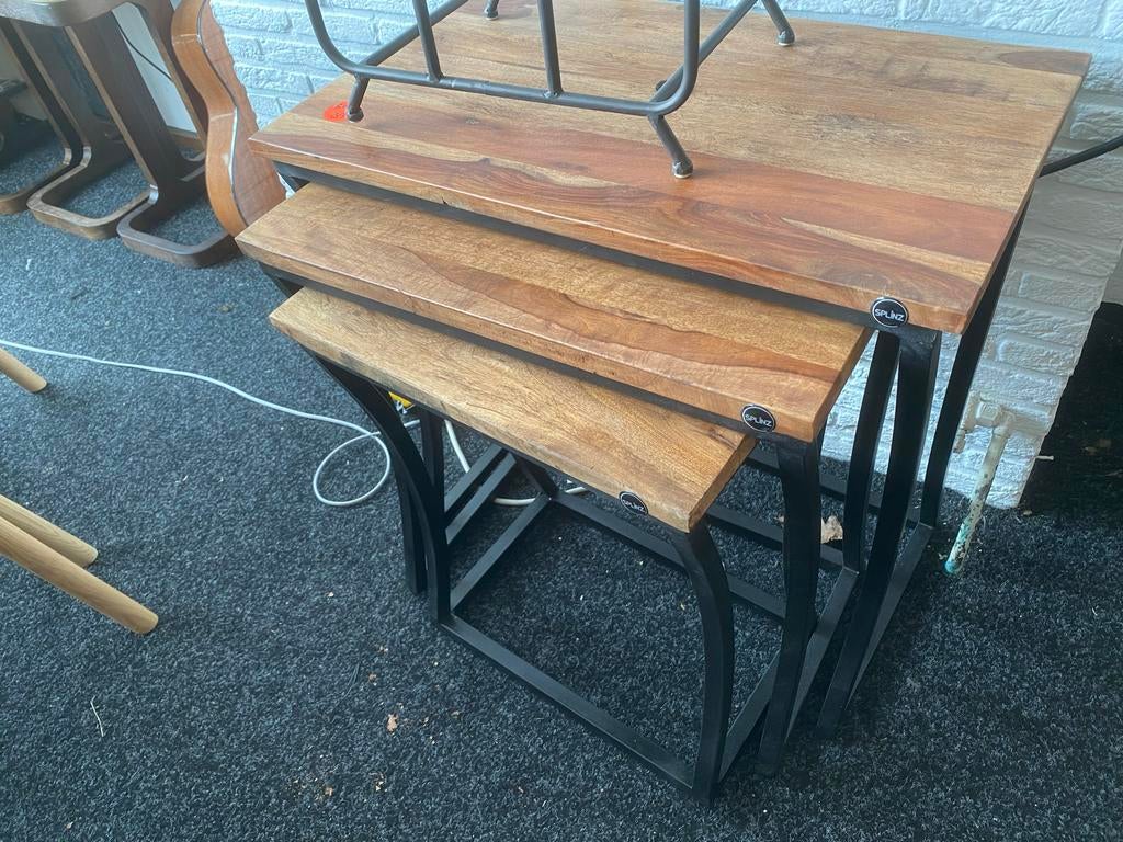Bijzettafel set massief echt mangohout