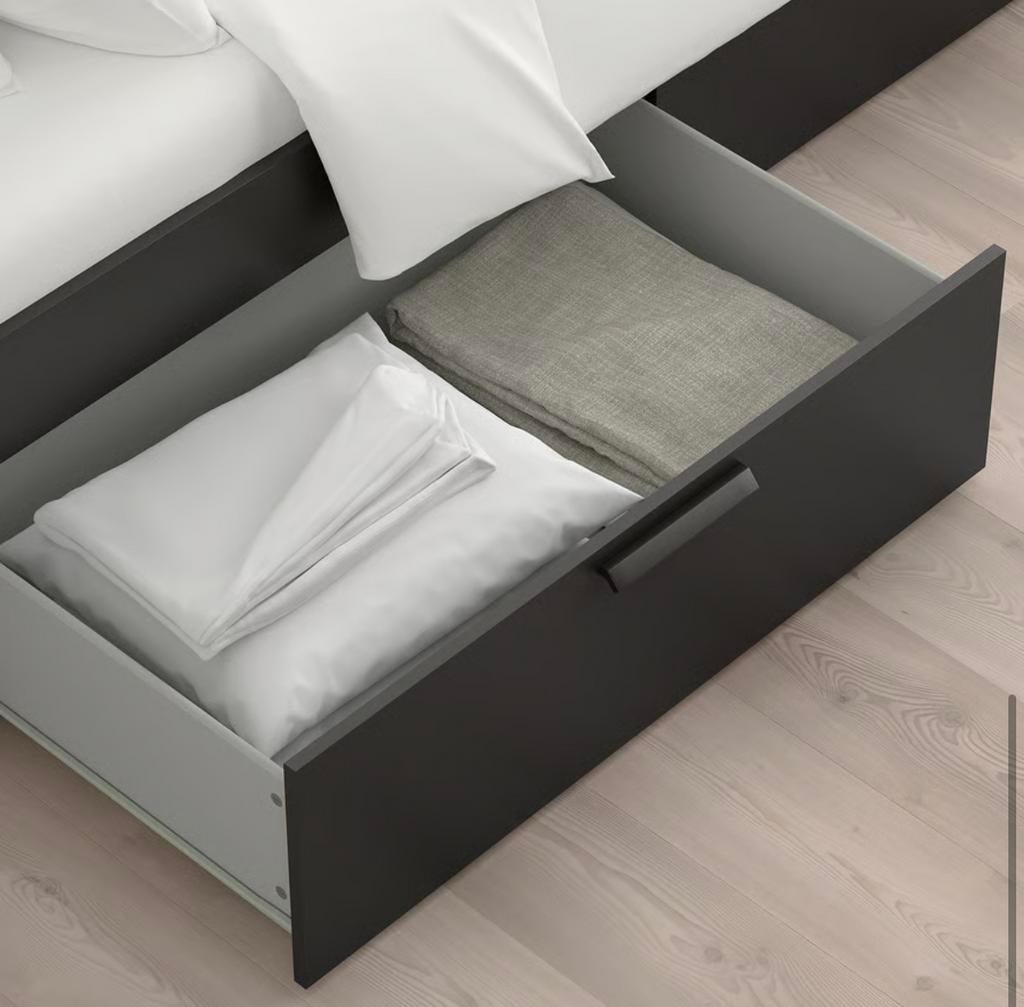 2 lades Brimnes 160x200 zwart, Huis en Inrichting, Slaapkamer | Bedden, Ophalen, Zwart, 200 cm, 160 cm