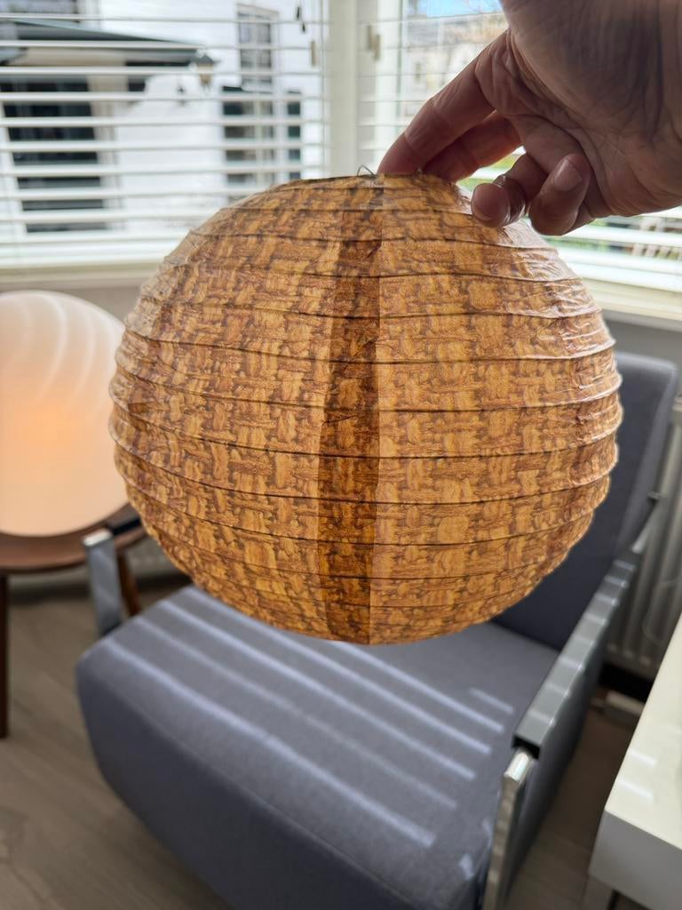 2x bamboe lampion lamp. Zonder lamp. Nieuw., Overige materialen, Nieuw, Ophalen of Verzenden, Minder dan 50 cm