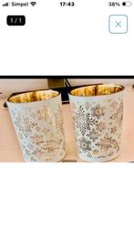 Te koop, Glazen potjes 2 stuks € 2,00, Ophalen of Verzenden, Zo goed als nieuw, Overige materialen, Minder dan 25 cm