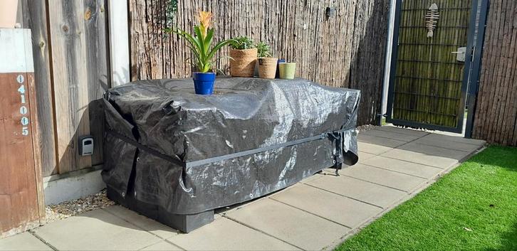 Zwart steigerhouten tuinbankje, Tuin en Terras, Tuinsets en Loungesets, Steigerhout, Bank, Ophalen