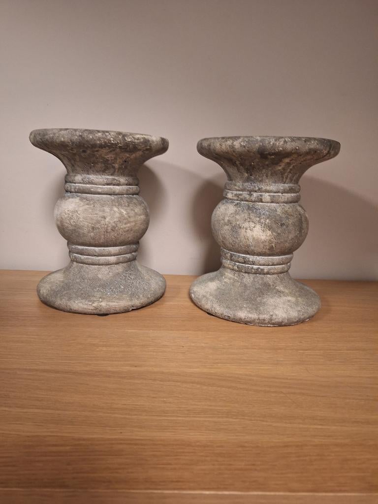 2 Zware Landelijke Decoratie Zuilen - 25 cm Hoog, Huis en Inrichting, Ophalen, Zo goed als nieuw