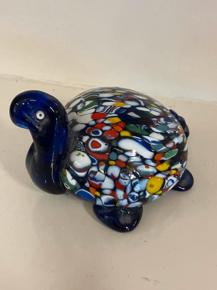 Kleurrijke glazen schildpad - Murano stijl, Antiek en Kunst, Antiek | Glas en Kristal, Ophalen of Verzenden
