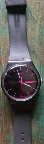 Swatch Retro Horloge Zwart met Roze - Nieuwe Batterij, Kunststof, Gebruikt, Polshorloge, Swatch
