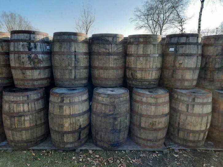 houten regenton whiskey wijnvat kuip statafel olijf bloembak, Tuin en Terras, Regentonnen, Nieuw, Hout, 150 liter of meer, Ophalen