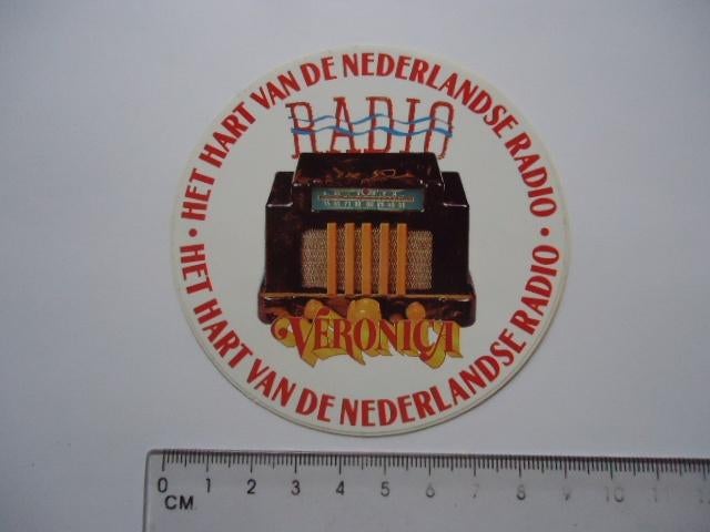 sticker oud Veronica Radio retro vintage hart, Verzenden, Zo goed als nieuw, Bedrijf of Vereniging