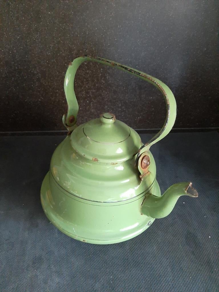 Vintage Groene Emaille Theepot / Ketel, Antiek en Kunst, Antiek | Emaille, Ophalen of Verzenden