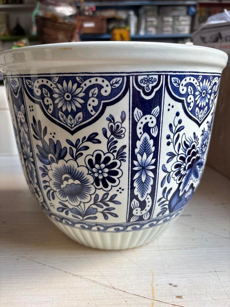 Bloempot Royal Sphinx Delft, For Royal Boch Holland, Tuin en Terras, Bloempotten, 25 tot 40 cm, Gebruikt, Rond, Binnen