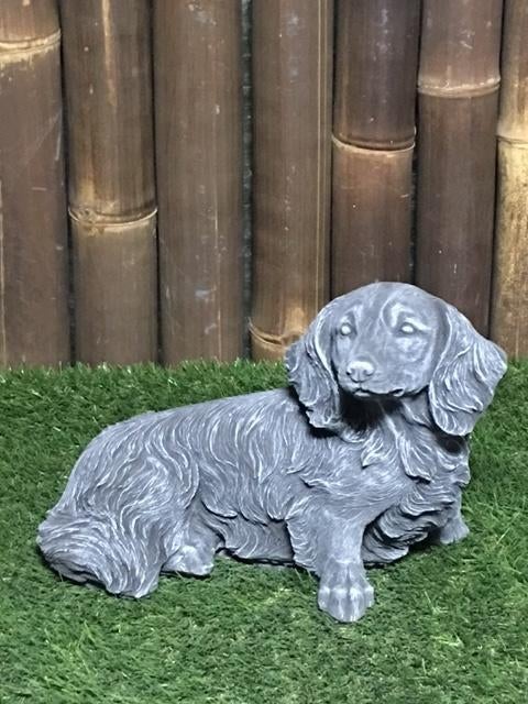 Langharige teckel, Tuin en Terras, Tuinbeelden, Nieuw, Dierenbeeld, Beton, Ophalen