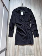 Zara Zwarte overhemdjurk met knoopdetail - maat M, Kleding | Dames, Maat 38/40 (M), Zwart, Nieuw, Ophalen of Verzenden