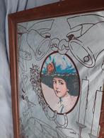 Vintage spiegel met opdruk, Ophalen, Rechthoekig