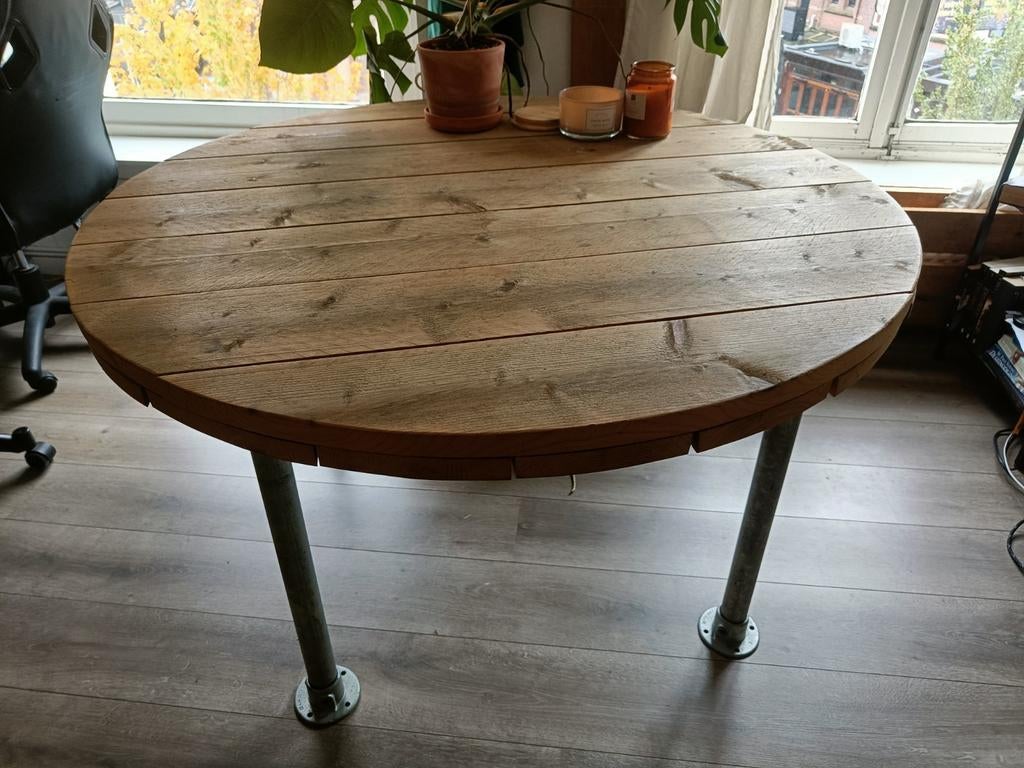 Jörg steigerhouten tafel rond 1.20m, Ophalen