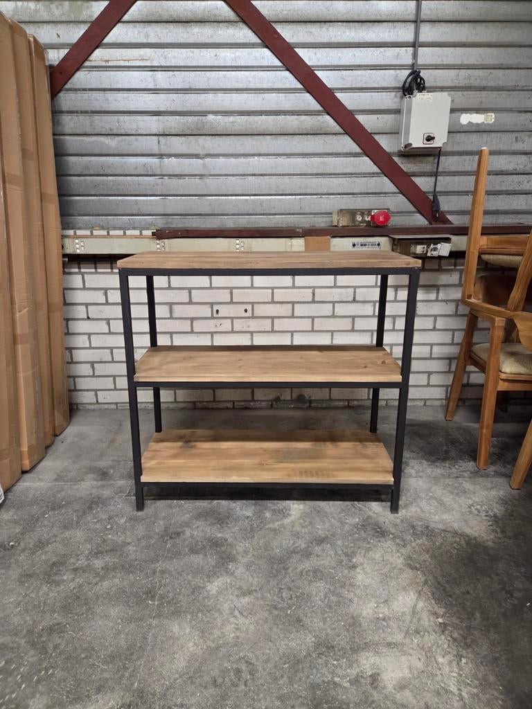 Teakhouten kast met stalen frame, Ophalen, Nieuw