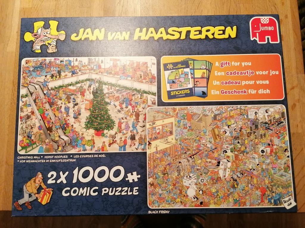 Als nieuw en compleet puzzel Jan van Haasteren 2x 1000 stukj, Hobby en Vrije tijd, Denksport en Puzzels, Ophalen of Verzenden