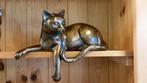 POES DIE RELAXED / bronzen dierenbeeld / KAT, Dierenbeeld, Nieuw, Info@huisentuindecoratiemarie.nl, Huis en tuin decoratie marie