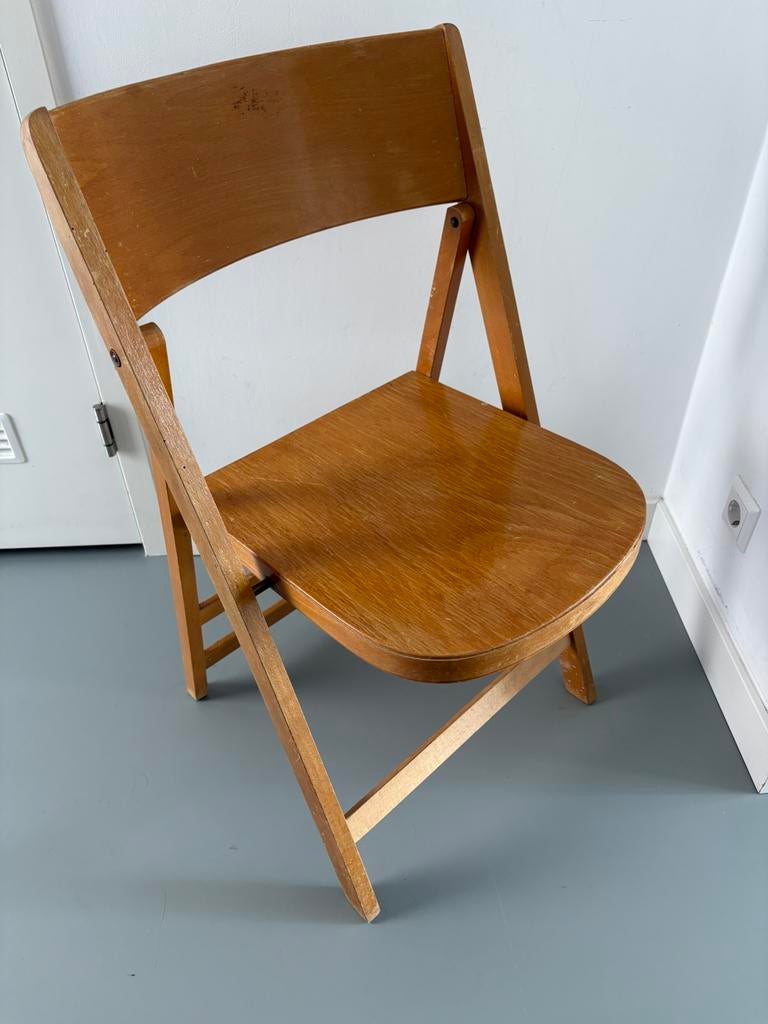 Vintage houten klapstoel, Ophalen of Verzenden, Zo goed als nieuw, Bruin, Eén