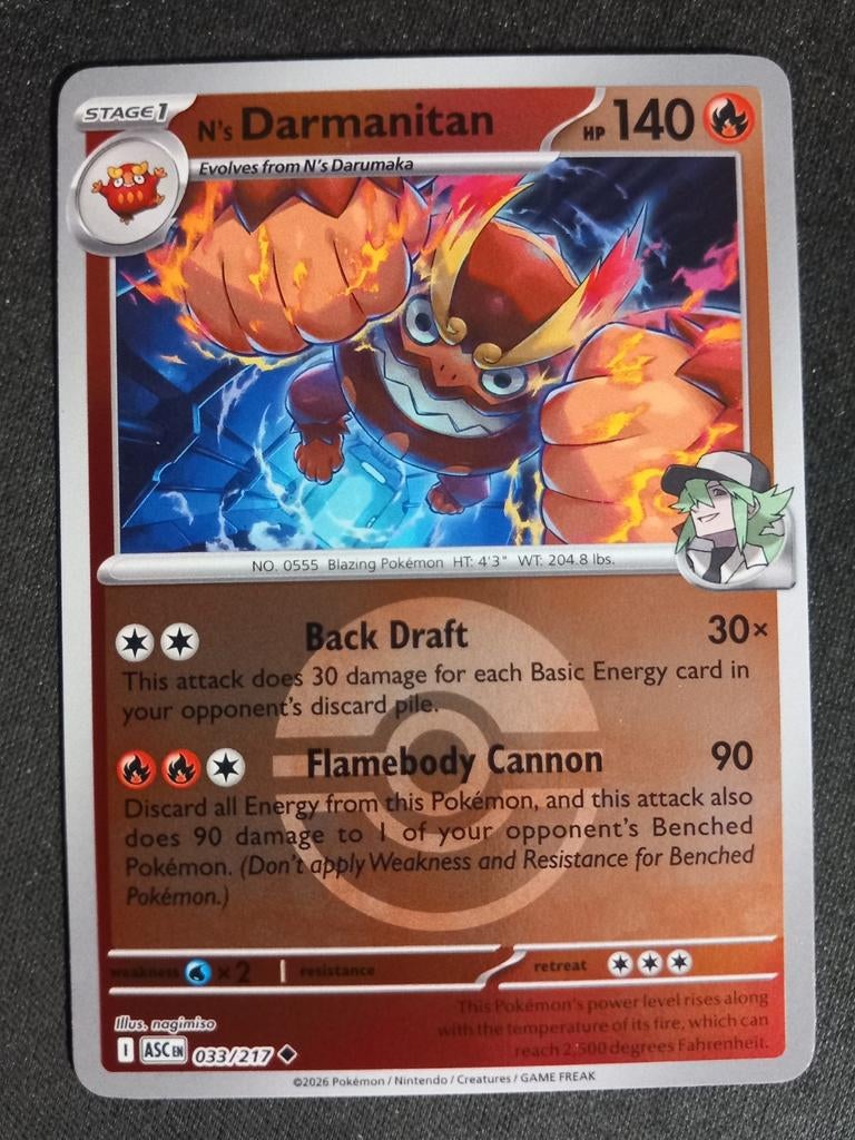N's Darmanitan 033/217 Ascended Heroes Reverse Pokeball NM, Verzenden, Zo goed als nieuw, Losse kaart, Foil