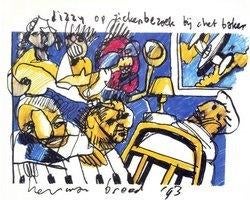 Herman brood litho Chet Baker en Dizzy Gilespie zeefdruk, Ophalen of Verzenden