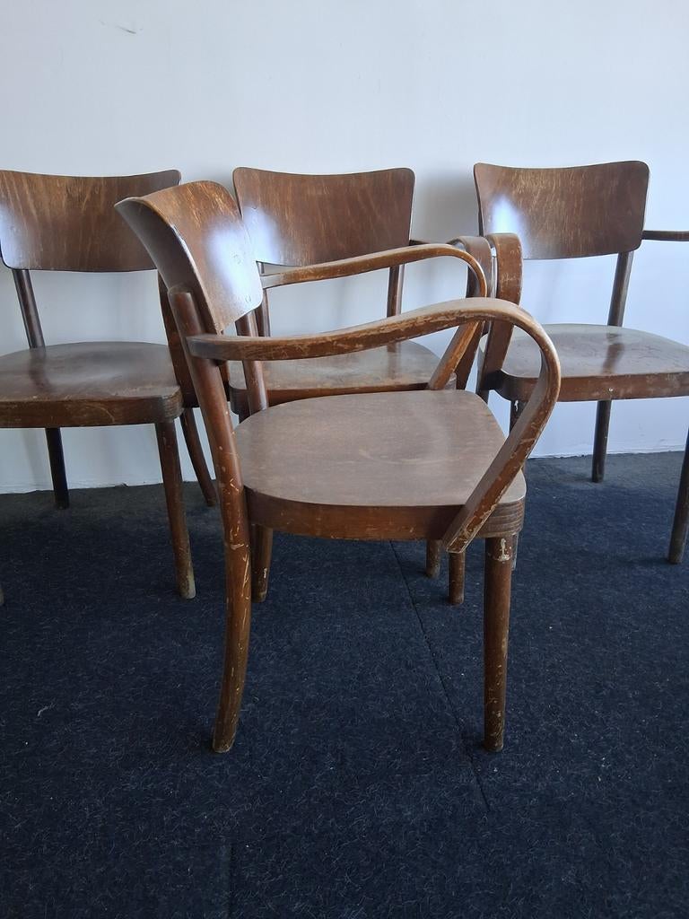 4 Bruin Cafe Mancave Houten stoelen, gebruikt, Ophalen