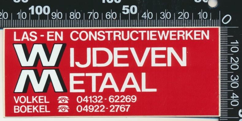 Sticker: Wijdeven Metaal - Volkel - Boekel, Verzamelen, Stickers, Ophalen of Verzenden, Zo goed als nieuw, Bedrijf of Vereniging