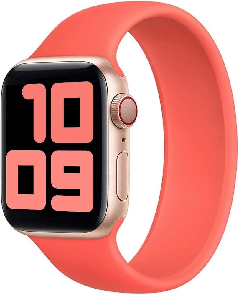 Apple Watch Silicone Solo Loop Pink Citrus 2, 4, 5, 6, 8  9, Watch 38mm t/m 42mm, Bandje, Apple, Nieuw