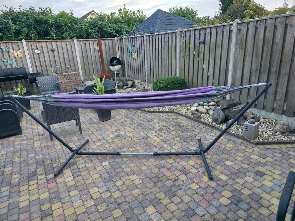 Luilak hangmat met standaard - Zo goed als nieuw, Ophalen, Meerpersoons, Zo goed als nieuw, Met standaard