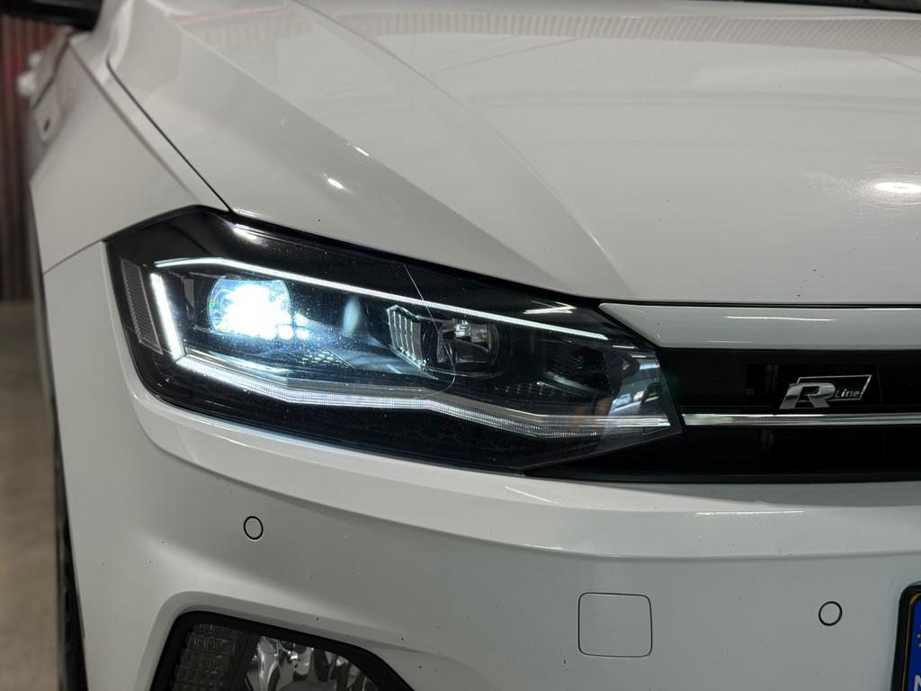 Volkswagen Polo 1.0 TSI R-Line 2019 DSG LED NAVI CRUISE CLIM, Stof, Gebruikt, 116 pk, Wit