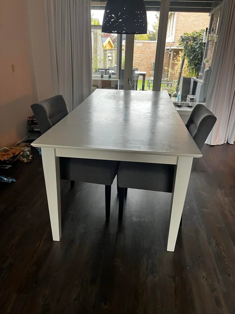 Witte eettafel van Leen Bakker, Huis en Inrichting, Tafels | Eettafels, Gebruikt, 100 tot 150 cm, Vier personen, Rechthoekig