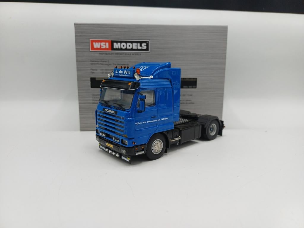 WSI Scania 143 streamline 4x2 De Wit Boterbloem, Hobby en Vrije tijd, Modelauto's | 1:50, Ophalen of Verzenden, Zo goed als nieuw