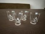Set van 4 Graauwe Hengst shotglaasjes, Glas of Glazen, Nieuw, Ophalen of Verzenden, Glas