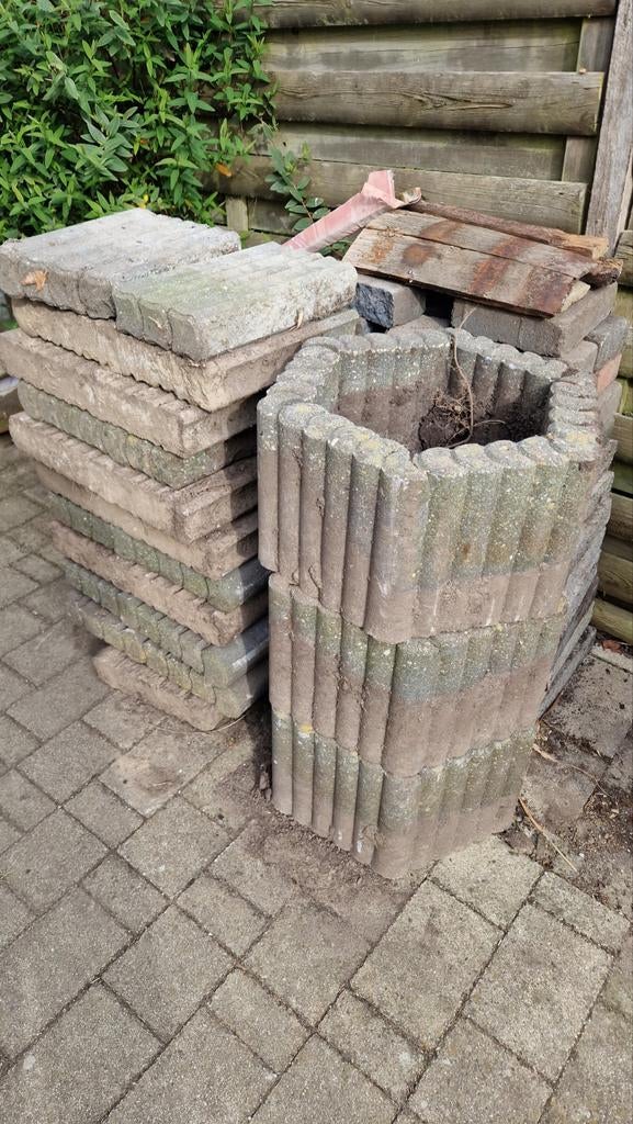 Betonnen 6-kantige plantenbakken, 4 stuks, Tuin en Terras, Ophalen, Gebruikt, Rond