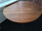 Ronde eettafel teakhout 130cm op antraciet driepoot, Huis en Inrichting, Tafels | Eettafels, Ophalen, Gebruikt, Rond, Vier personen