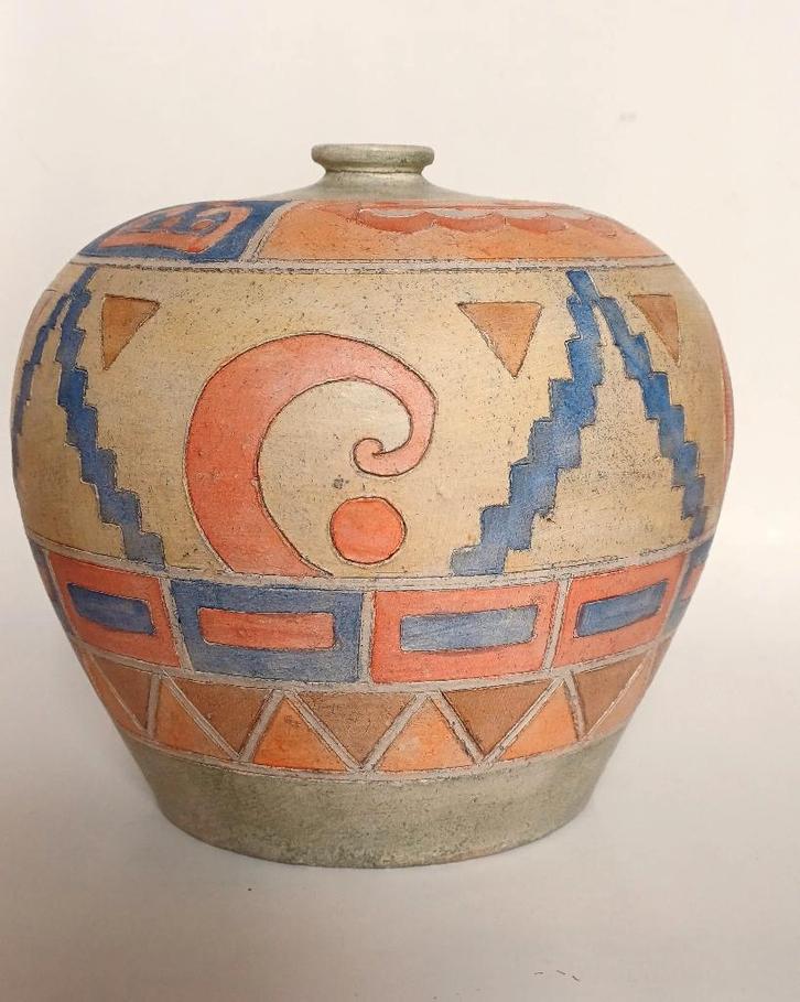 Vintage vaas, keramiek gesigneerd, Huis en Inrichting, Woonaccessoires | Vazen, Zo goed als nieuw, Overige kleuren, Minder dan 50 cm