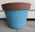 Grote blauwe geglazuurde terracotta bloempot 21 cm hoogte, Rond, Ophalen of Verzenden, Zo goed als nieuw, Balkon