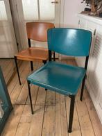 6 blauwe leren retro stoelen matteo grassi, Huis en Inrichting, Stoelen, Ophalen, Strak, Gebruikt, Blauw