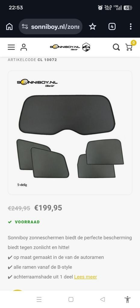 Sonniboy zonneschermen Volkswagen 5-delig 2008, Ophalen of Verzenden, Gebruikt