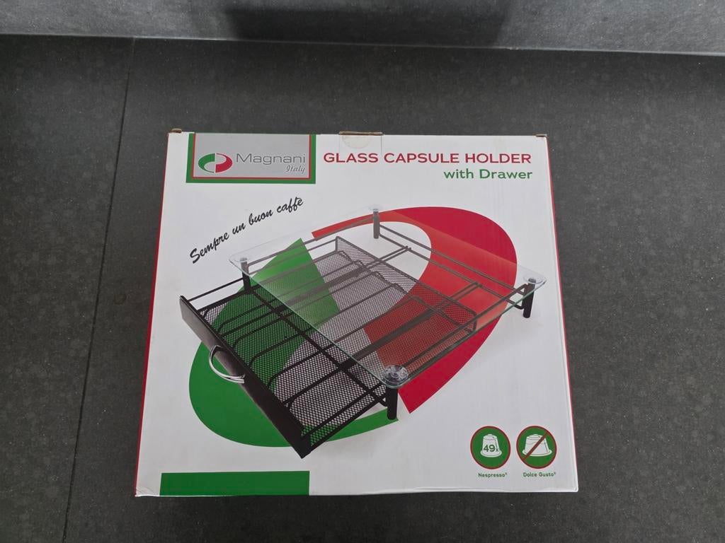 Magnani glazen capsulehouder voor Nespresso (nieuw), Ophalen