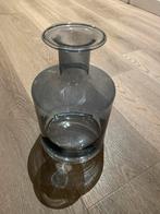 Glazen vaas transparant blauw grijze vaas 28 cm hoog, Blauw, Ophalen of Verzenden, Minder dan 50 cm, Glas